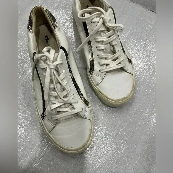 [W9M/M7M]Madewell Sidewalk Low-Top Sneakers in Snake  Embossed Leather - Picture 6 of 11